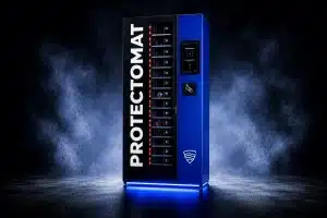 Protectomat Fachautomat: Werkzeugausgabeautomat mit beleuchteten Fächern, Touchscreen und RFID-Leser