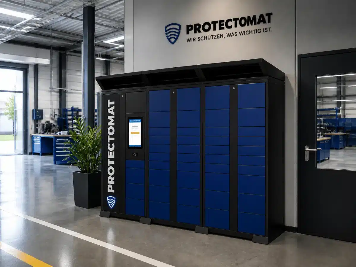 Protectomat Schrankautomat als PSA Ausgabeautomat direkt am Arbeitsplatz in der Produktionshalle